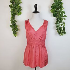 Banana Republic silk pink ruffle sleeveless blouse